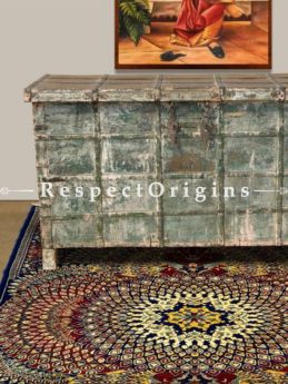Buy Teak Wood Green Distressed Vintage Dowry Chest Cum Console With Ironwork At RespectOrigins.com