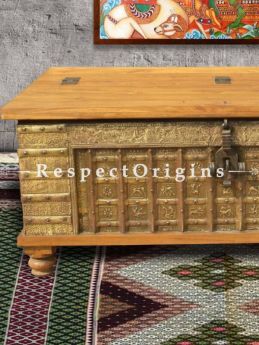 Buy Coffee Table Treasure Chest; Natural Hand Carved Embellished with Iron Bolts on Teak Wood At RespectOrigins.com