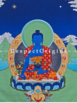 Buy Medicine Buddha-Traditional Tibetan Silk Applique Work Wall Art Online at RespectOrigins.com
