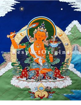 Buy Manjushri-Traditional Tibetan Silk Applique Work Wall Art Online at RespectOrigins.com