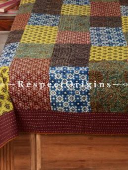 Buy Traditional Patch Work Double Bed cover, Multicolored; Cotton, 90x108 in At RespectOrigins.com
