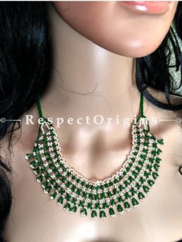 Buy Green and white Beads; Jewellery Set at RespectOrigins.com