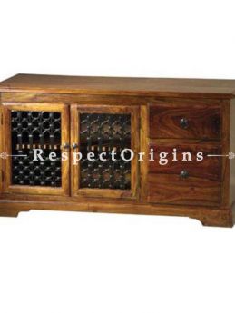 Buy Arthur Handcrafted TV Console in Solid Wood with Iron Latticework; 45x24x16in At RespectOrigins.com