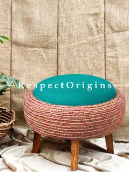 Buy Upcycled Old Tyre and Teak Wood Jade Ottoman At RespectOrigins.com