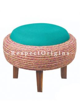 Buy Upcycled Old Tyre and Teak Wood Jade Ottoman At RespectOrigins.com