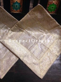 Buy Varanasi Brocade Silk Silver Square Cushion Cover; Set of 2 At RespectOrigins.com