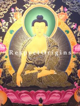 Buddha Shakyamuni Large Thangka in 60x36 in On Canvas; Buddhist Traditional Painting Wall Art