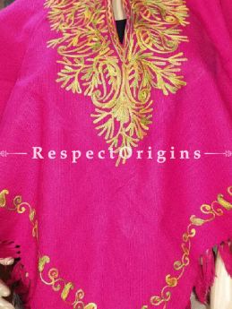 Vibrant Pink Aari Embroidered Poncho; RespectOrigins.com