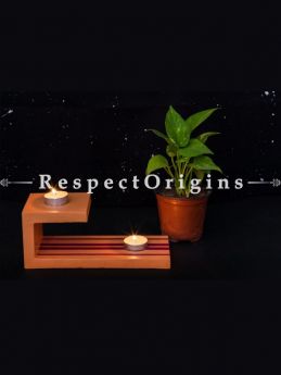 Buy Wooden Tealight Holder, orange At RespectOrigins.com