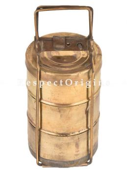 Buy Brass Picnic or Tiffin Carrier with 3 boxes With detachable holder At RespectOrigins.com