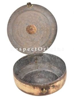 Buy Vintage Round Brass Roti Box With Floral Design And Latch At RespectOrigins.com
