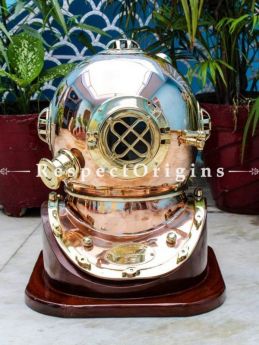 Buy 18 Inches Copper Finish Brass Helmet, US NAVY MARK V Engraved; Antique Finish; Tarnish & Scuff Resistant Polished At RespectOrigins.com