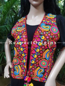 Navratri Special! Traditional Embroidered Boho Ladies Cotton Koti Jackets with Ties; Freesize; RespectOrigins.com