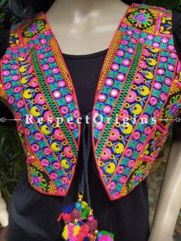 Navratri Special! Embroidered Boho Colourful Ladies Koti or Waistcoats with Ties; Freesize; RespectOrigins.com