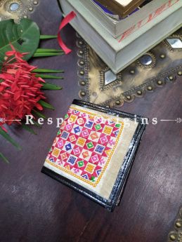 Brown One-of-a-kind Handcrafted Suf Embroidered Wallets; height 4 Inches x width 9 Inches