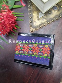 Blue One-of-a-kind Handcrafted Suf Embroidered Wallets; height 3.5  Inches x width 9 Inches