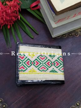 White One-of-a-kind Handcrafted Suf Embroidered Wallets; height 3.5 Inches x width 9 Inches