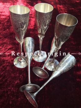 Buy Wine Glass set of six; White Metal at RespectOrigins.com