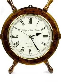 Buy 16 Inches Hand Crafted Wooden Ship Wheel Times Clock At RespectOrigins.com