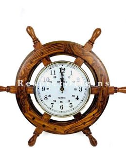 Buy Nautical Handcrafted Wooden Premium Wall Decor Wooden Clock Ship Wheels; Pirates Accent; Maritime Decorative Times Clock At RespectOrigins.com