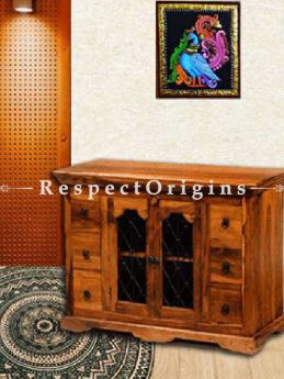 Buy Zenia Retro Hutch or Solid Wooden Sideboard with Iron Latticework; Drawers. At RespectOrigins.com