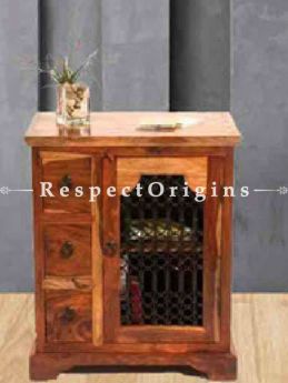 Buy Zenia Retro Night stand or End Table in Wood with Latticework At RespectOrigins.com
