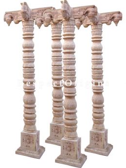 Buy Carved Wooden Pillars for Temple, Living or Landscaping Spaces: Set of 2 Online at RespectOrigins.com