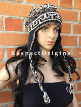 Jasper Hand Knitted Pure Woolen Cap with Ear-flaps or Beanie; Unisex; Free Size; RespectOrigins.com