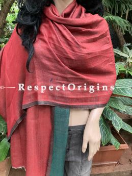 Red and Green Woven Kashmiri Woolen Stole for women; 80 X 30 Inches; RespectOrigins.com