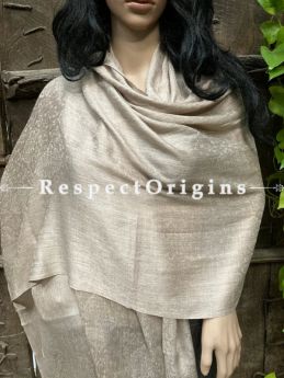 Beige Woven Kashmiri Woolen Stole for women; 80 X 28 Inches; RespectOrigins.com