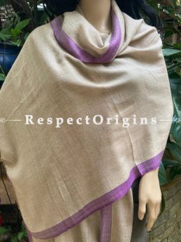 Woven Woolen Kashmiri Stole in Beige ; 80 X 30 Inches; RespectOrigins.com