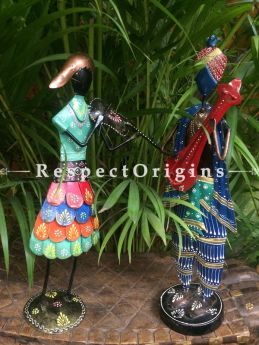 Pair of Handcrafted Musician Showpiece; Wrought Iron; W5xH17 Inches; RespectOrigins.com