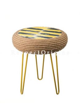 Buy Up cycled Tyre, Wood, Iron Yellow Coffee Table At RespectOrigins.com