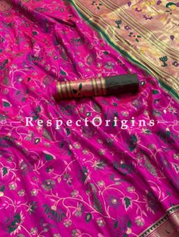 Kanchipuram Pure Silk Saree in Violet,Full body weaving with Contrast Running Blouse; RespectOrigins.com