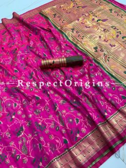 Kanchipuram Pure Silk Saree in Violet,Full body weaving with Contrast Running Blouse; RespectOrigins.com